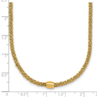 14k Polished and Textured Twist with Bead 17in Necklace-SF3206-17