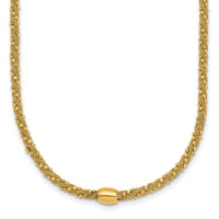 14k Polished and Textured Twist with Bead 17in Necklace-SF3206-17