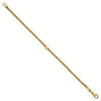 14k Polished and Textured Twist with Bead 7.25in Bracelet-SF3206-7.25
