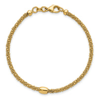 14k Polished and Textured Twist with Bead 7.25in Bracelet-SF3206-7.25