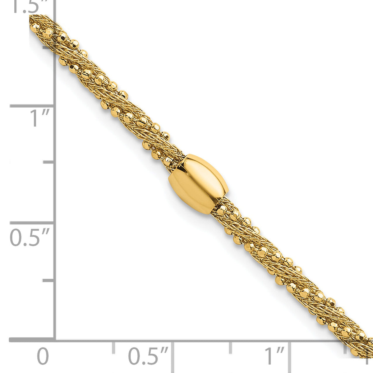 14k Polished and Textured Twist with Bead 7.25in Bracelet-SF3206-7.25