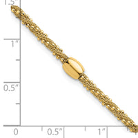 14k Polished and Textured Twist with Bead 7.25in Bracelet-SF3206-7.25