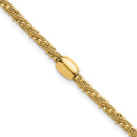 14k Polished and Textured Twist with Bead 7.25in Bracelet-SF3206-7.25