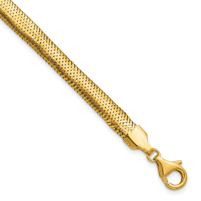 14k Polished Mesh 7.5in Bracelet-SF3207-7.5