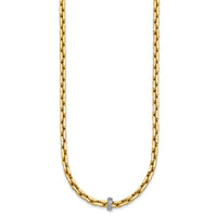 14k Two-tone Polished Fancy Link w/CZ Bead 17 in Necklace-SF3209-17