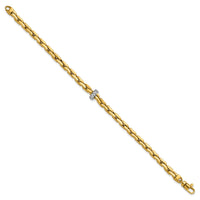 14K Two-tone Polished Fancy Link w/CZ Bead 7.5 in Bracelet-SF3209-7.5