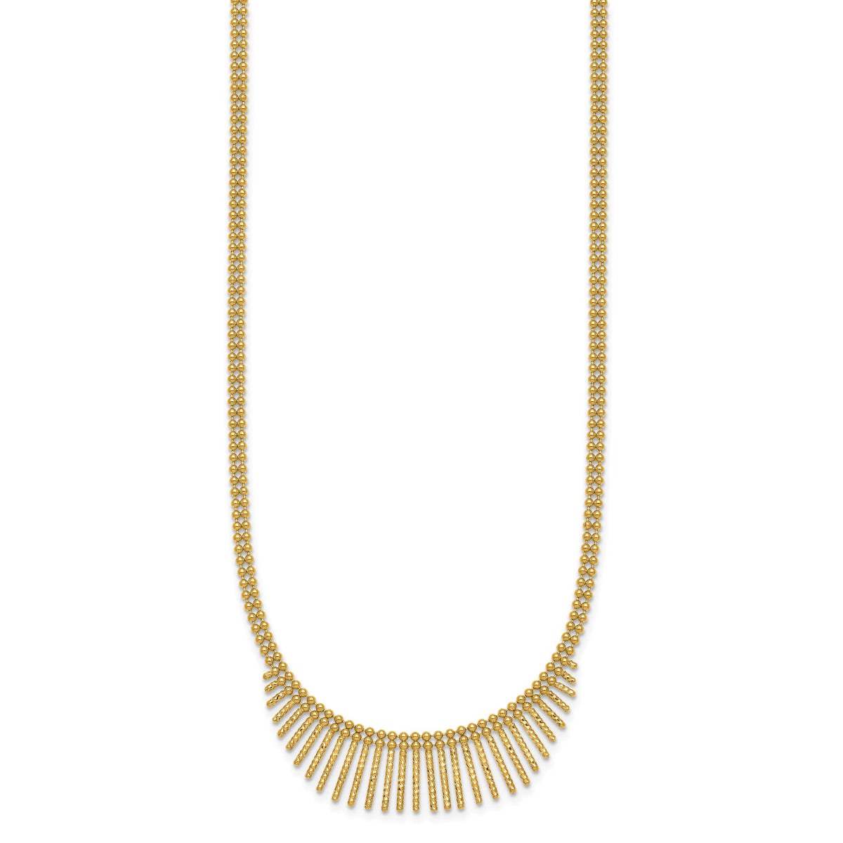 14k Polished and Textured 2 Strand Multi Dangle 17in Necklace-SF3210-17
