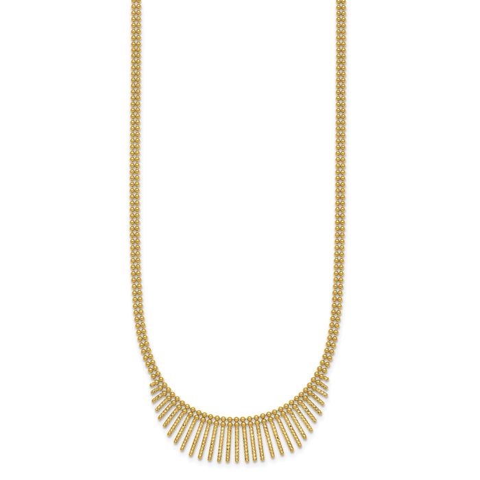 14k Polished and Textured 2 Strand Multi Dangle 17in Necklace-SF3210-17