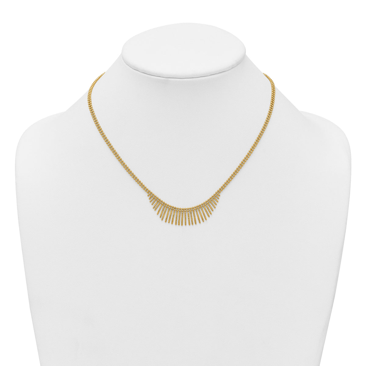 14k Polished and Textured 2 Strand Multi Dangle 17in Necklace-SF3210-17