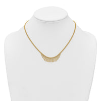 14k Polished and Textured 2 Strand Multi Dangle 17in Necklace-SF3210-17