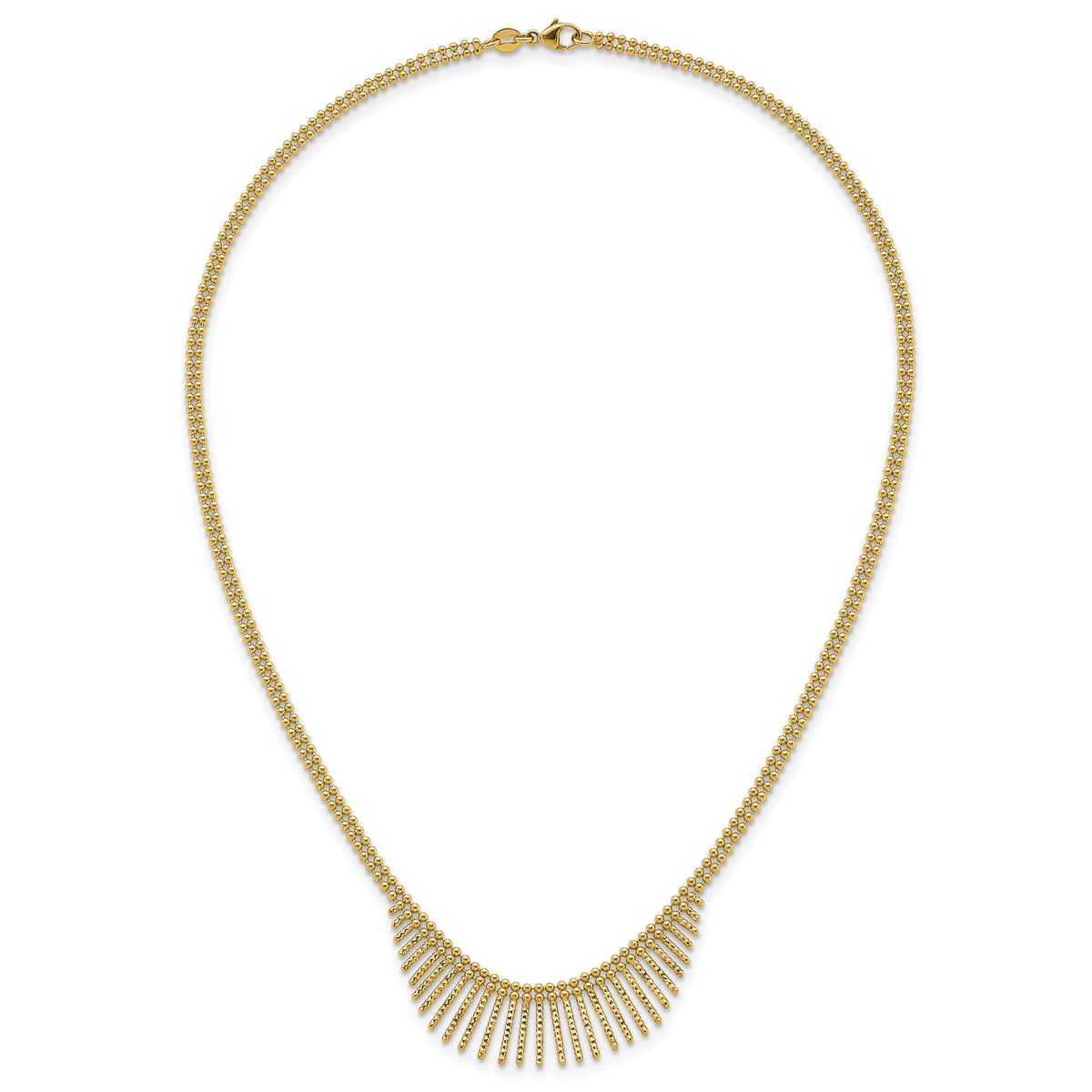14k Polished and Textured 2 Strand Multi Dangle 17in Necklace-SF3210-17