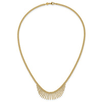 14k Polished and Textured 2 Strand Multi Dangle 17in Necklace-SF3210-17