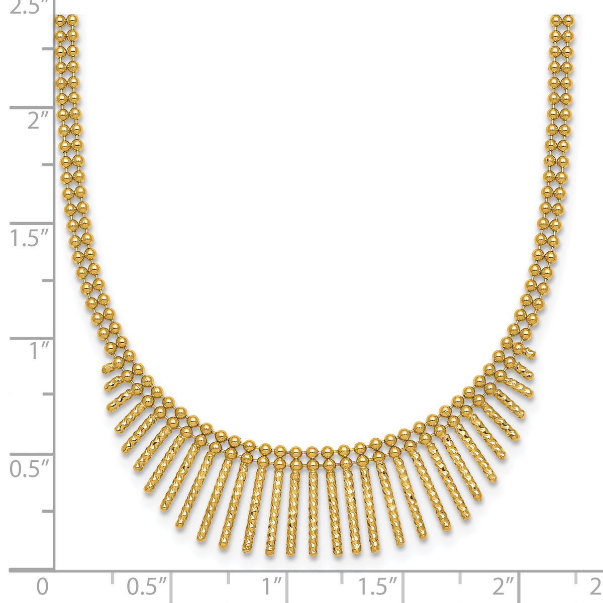 14k Polished and Textured 2 Strand Multi Dangle 17in Necklace-SF3210-17