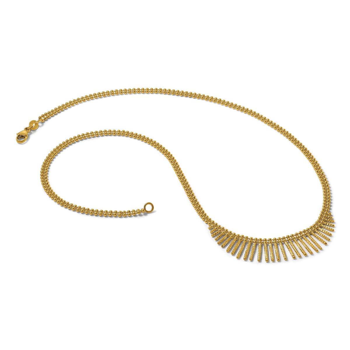 14k Polished and Textured 2 Strand Multi Dangle 17in Necklace-SF3210-17