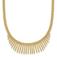 14k Polished and Textured 2 Strand Multi Dangle 17in Necklace-SF3210-17