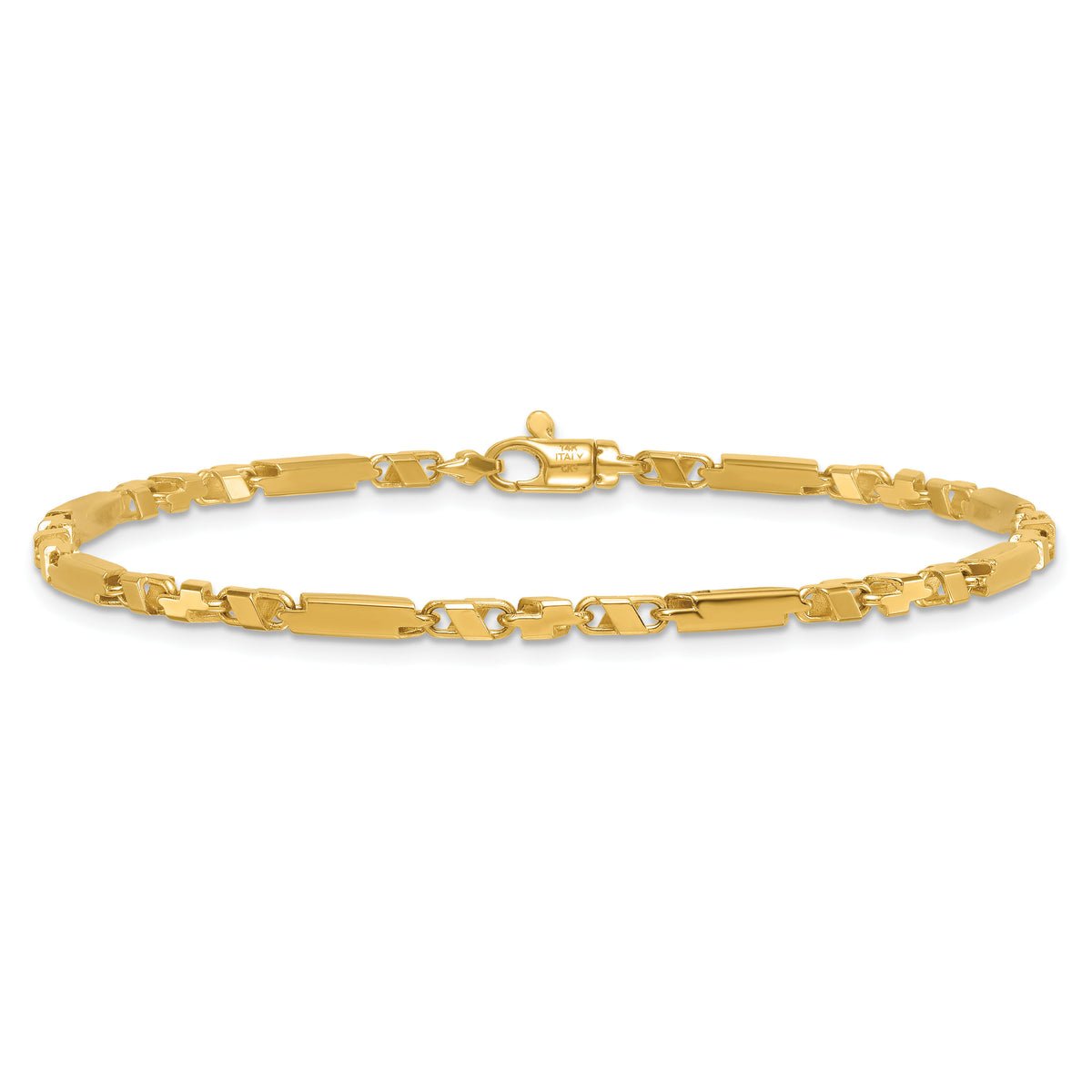 14k Polished Fancy Bar Link 8in Bracelet-SF3212-8.25
