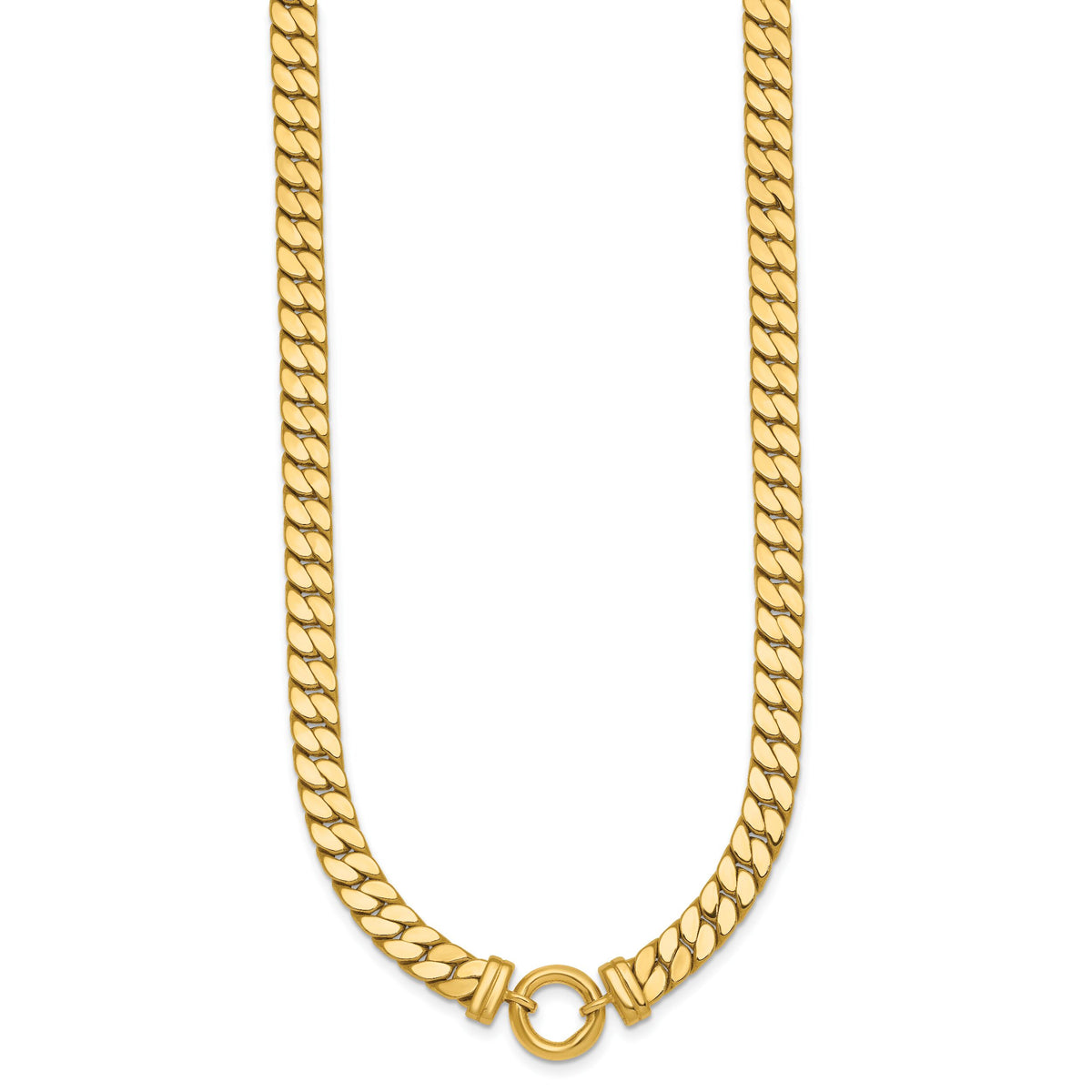 14k Polished 18in Curb Link with Circle Element Necklace-SF3213-18