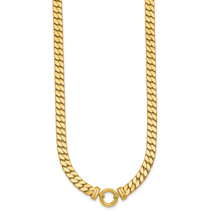 14k Polished 18in Curb Link with Circle Element Necklace-SF3213-18