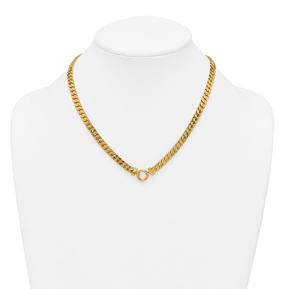 14k Polished 18in Curb Link with Circle Element Necklace-SF3213-18