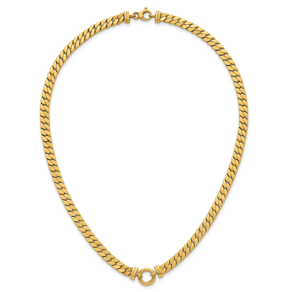 14k Polished 18in Curb Link with Circle Element Necklace-SF3213-18