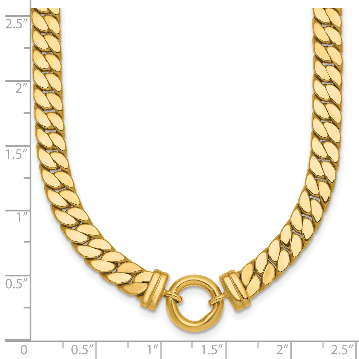 14k Polished 18in Curb Link with Circle Element Necklace-SF3213-18