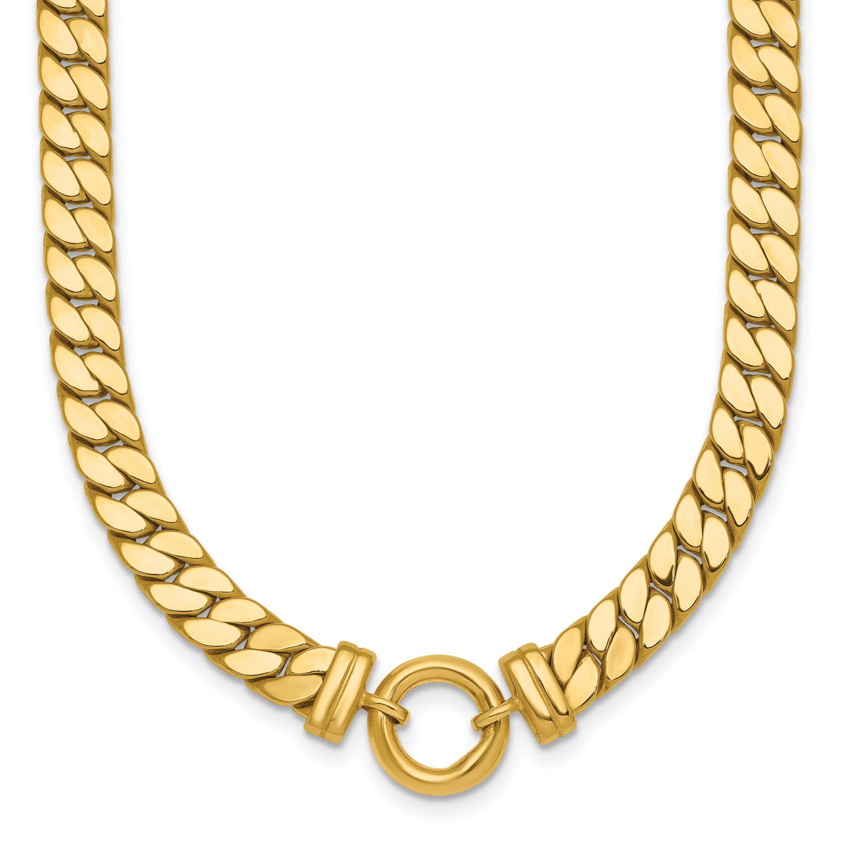 14k Polished 18in Curb Link with Circle Element Necklace-SF3213-18
