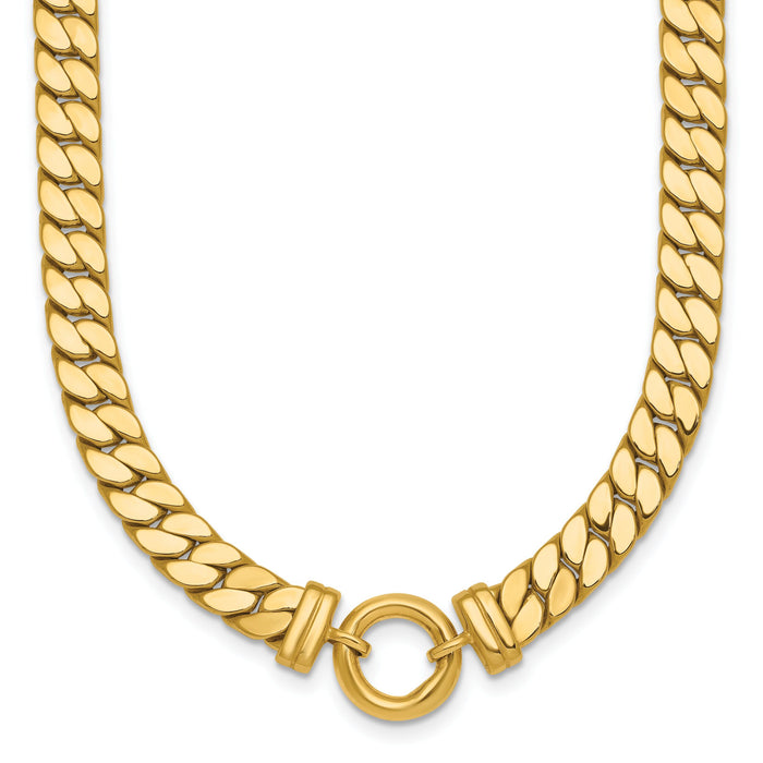 14k Polished 18in Curb Link with Circle Element Necklace-SF3213-18