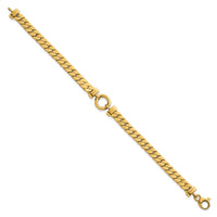 14k Polished 7.5in Curb Link with Circle Element Bracelet-SF3213-7.5