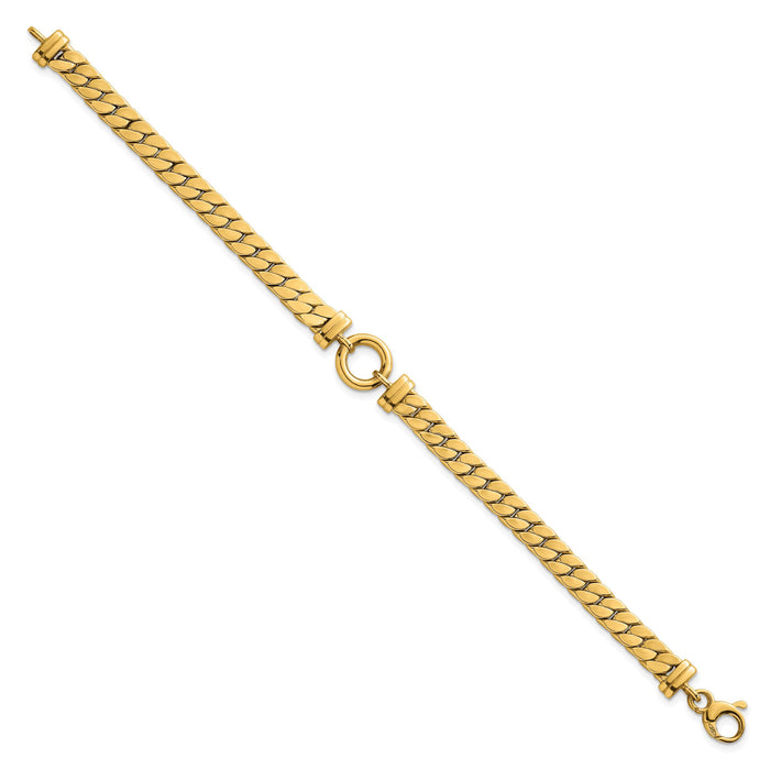 14k Polished 7.5in Curb Link with Circle Element Bracelet-SF3213-7.5