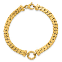 14k Polished 7.5in Curb Link with Circle Element Bracelet-SF3213-7.5