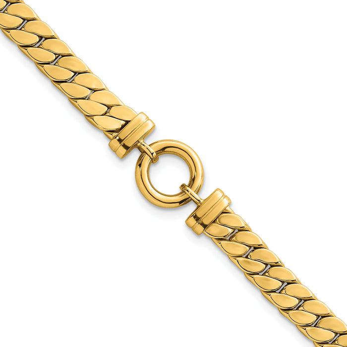 14k Polished 7.5in Curb Link with Circle Element Bracelet-SF3213-7.5