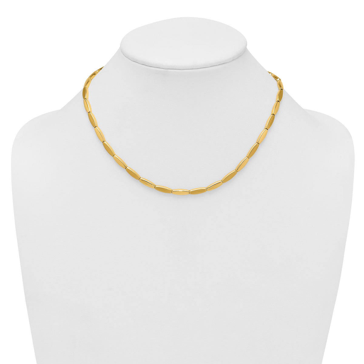 14k Brushed and Polished Fancy Bar Link 4mm Necklace-SF3214-16.75