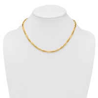 14k Brushed and Polished Fancy Bar Link 4mm Necklace-SF3214-16.75