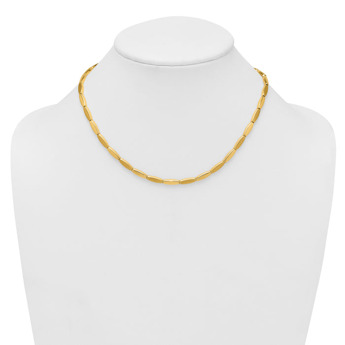 14k Brushed and Polished Fancy Bar Link 4mm Necklace-SF3214-16.75