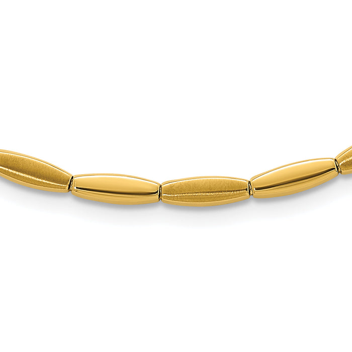 14k Brushed and Polished Fancy Bar Link 4mm Necklace-SF3214-16.75