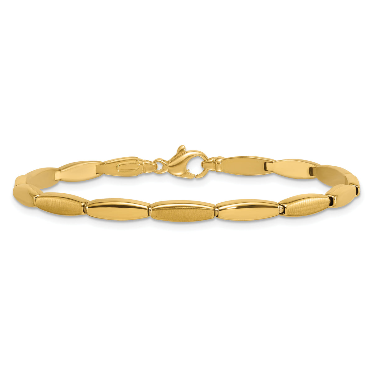 14k Brushed and Polished Fancy Bar Link 4mm Bracelet-SF3214-7.5