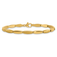 14k Brushed and Polished Fancy Bar Link 4mm Bracelet-SF3214-7.5