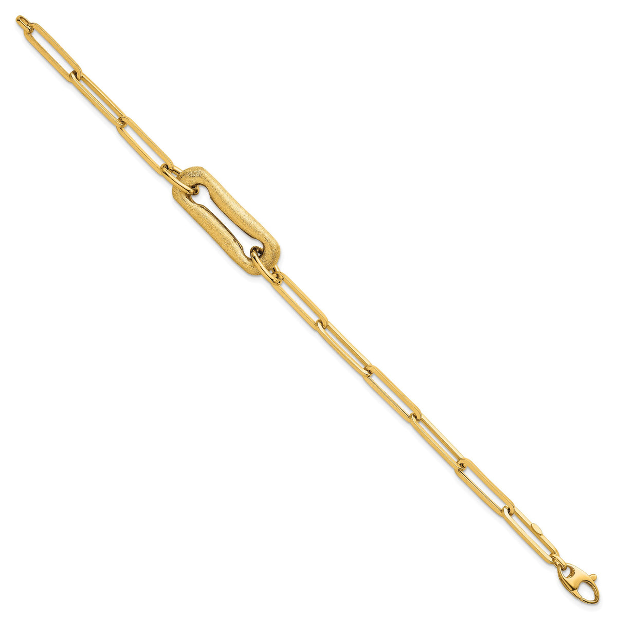 14k Polished And Brushed Paperclip Link 7.75in Bracelet-SF3215-7.75