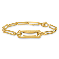 14k Polished And Brushed Paperclip Link 7.75in Bracelet-SF3215-7.75