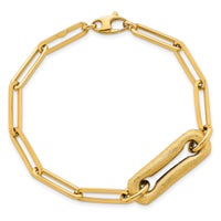 14k Polished And Brushed Paperclip Link 7.75in Bracelet-SF3215-7.75