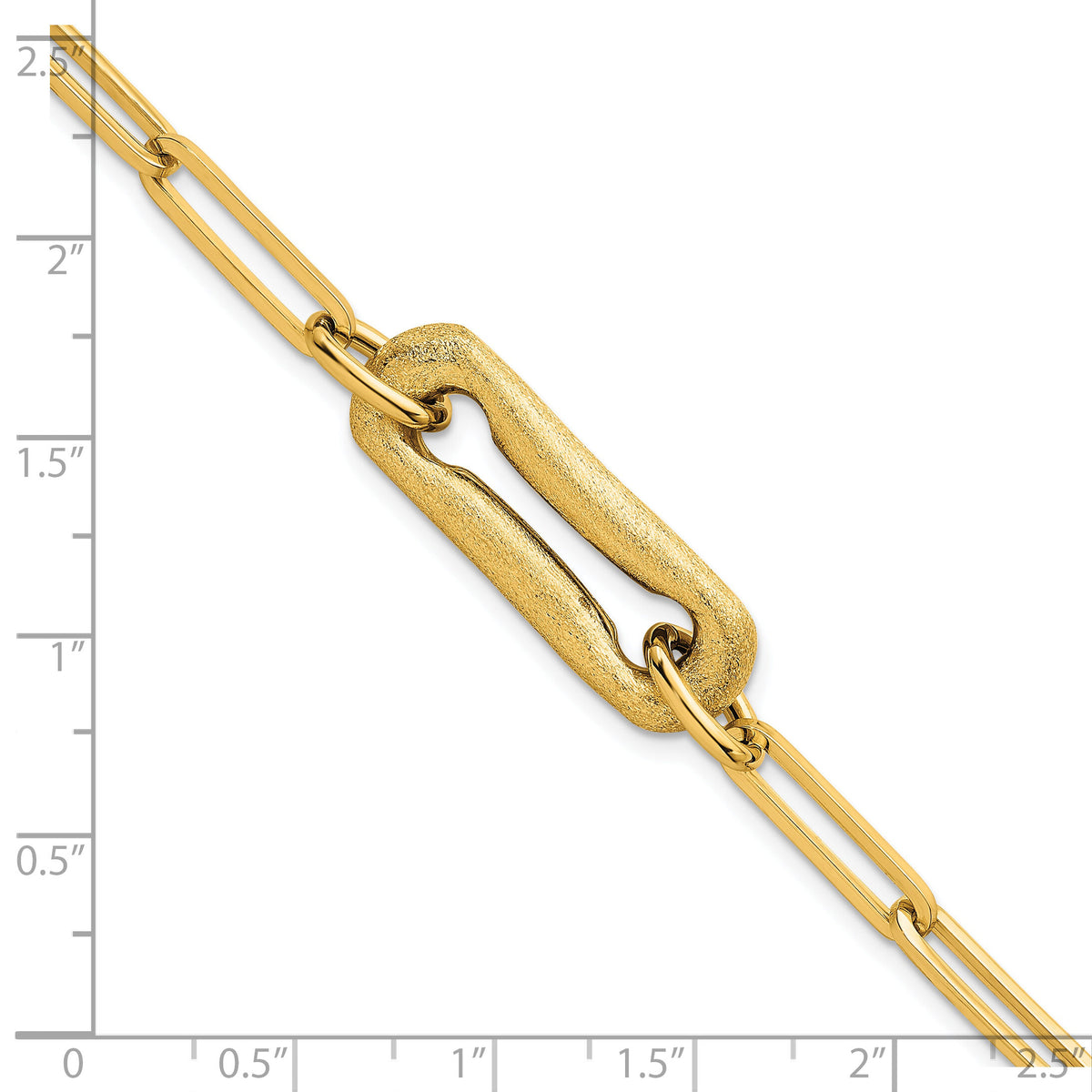 14k Polished And Brushed Paperclip Link 7.75in Bracelet-SF3215-7.75