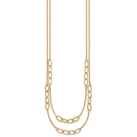14K Polished and Textured Woven 2 Strand Necklace-SF3216-17.5
