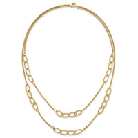 14K Polished and Textured Woven 2 Strand Necklace-SF3216-17.5