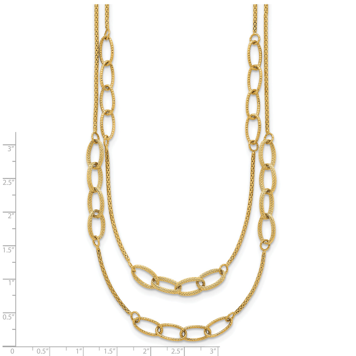 14K Polished and Textured Woven 2 Strand Necklace-SF3216-17.5