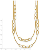 14K Polished and Textured Woven 2 Strand Necklace-SF3216-17.5