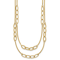 14K Polished and Textured Woven 2 Strand Necklace-SF3216-17.5