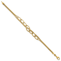 14K Polished and Textured Woven 2 Strand Bracelet-SF3216-7.25