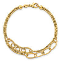 14K Polished and Textured Woven 2 Strand Bracelet-SF3216-7.25