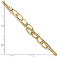 14K Polished and Textured Woven 2 Strand Bracelet-SF3216-7.25