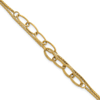 14K Polished and Textured Woven 2 Strand Bracelet-SF3216-7.25